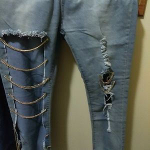 Brand new jeans w/ chains